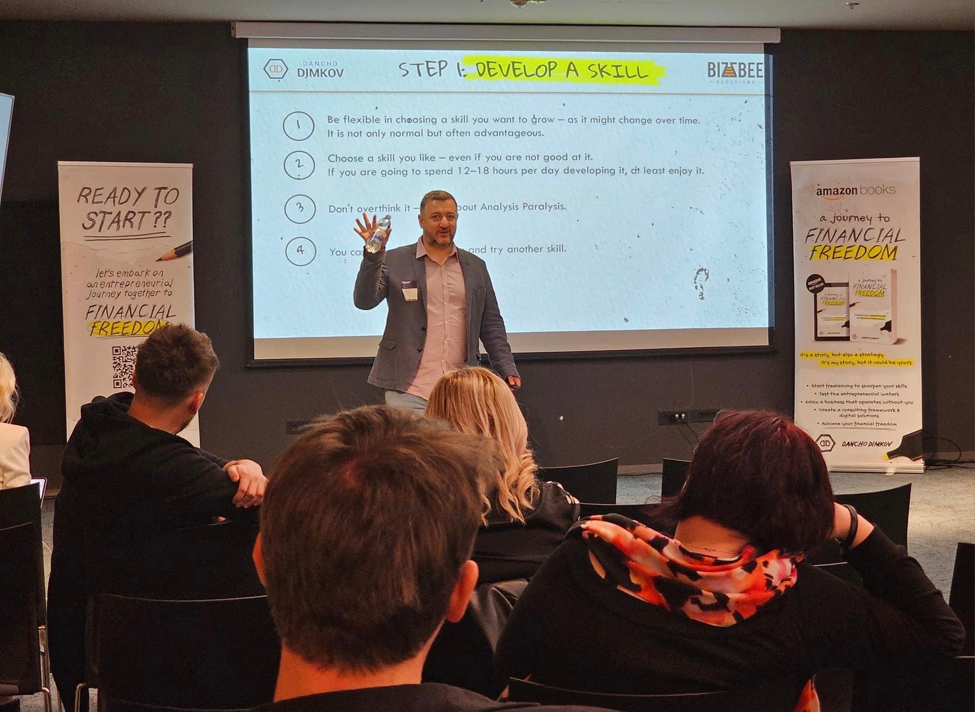 Dancho Dimkov delivering the From Skill to Financial Freedom keynote at Invento Summit 2024
